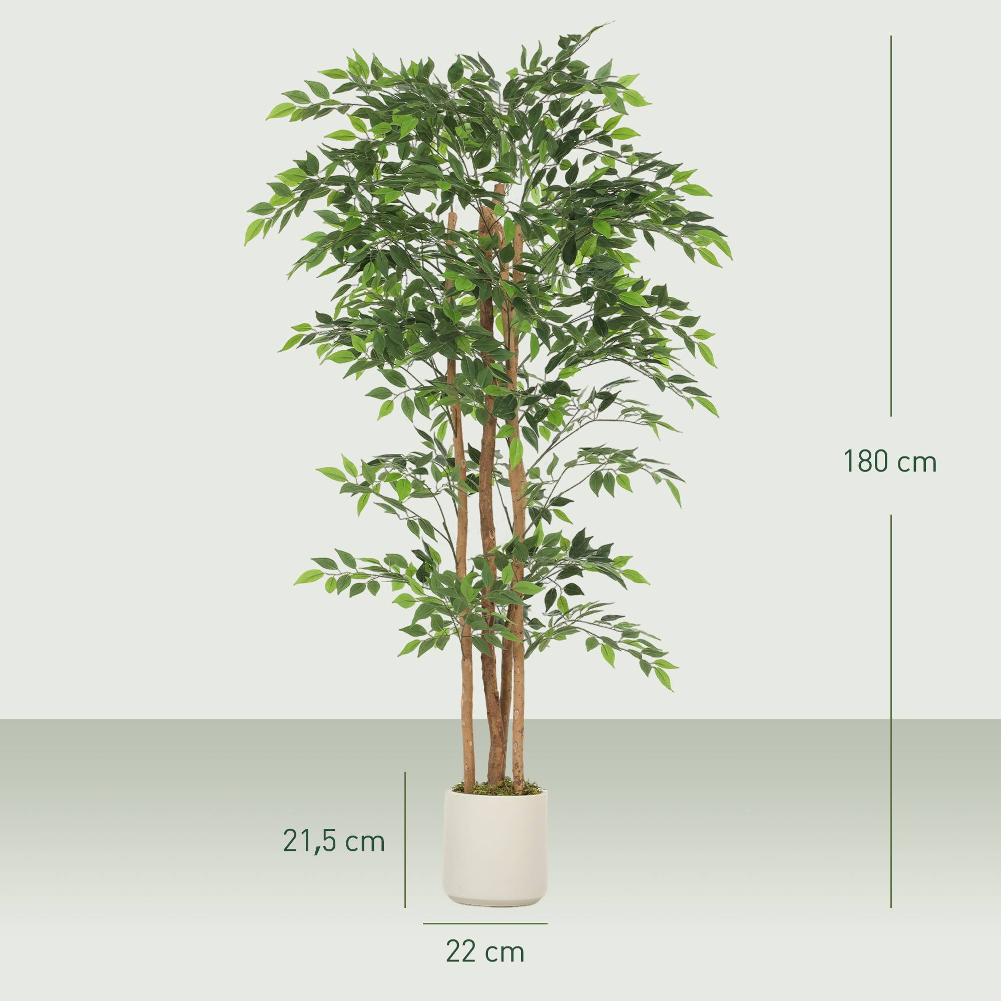 Grand arbre artificiel banian tronc bois massif pot ciment salon chambre 180cm vert - ComfortXL Outdoor Living - Image 5