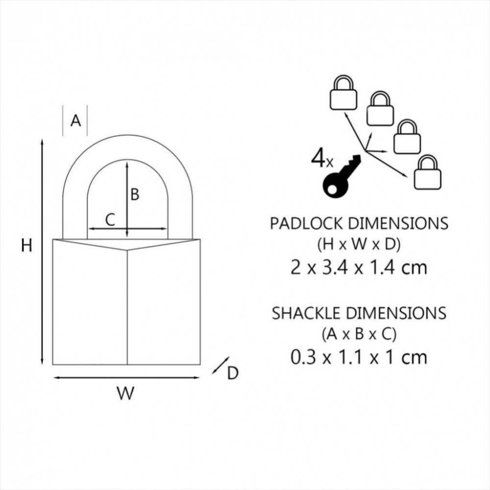 Master Lock - Lot de 4 cadenas à clé MASTER LOCK aluminium, l.20 mm - Image 6