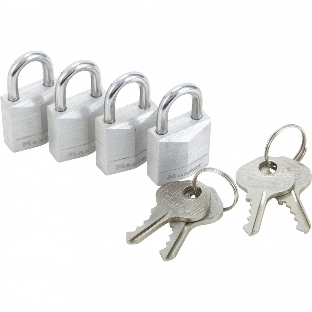 Master Lock - Lot de 4 cadenas à clé MASTER LOCK aluminium, l.20 mm - Image 1
