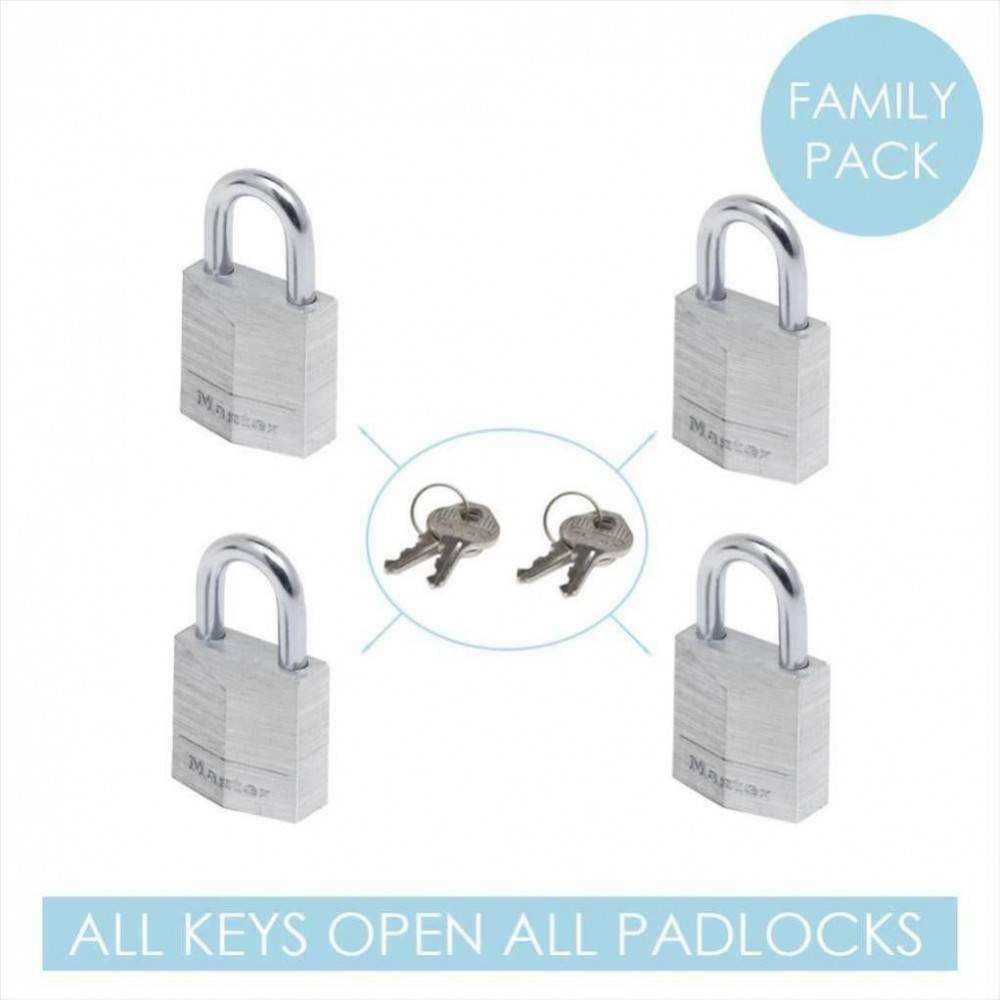 Master Lock - Lot de 4 cadenas à clé MASTER LOCK aluminium, l.20 mm - Image 4