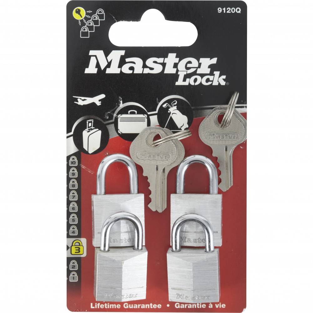 Master Lock - Lot de 4 cadenas à clé MASTER LOCK aluminium, l.20 mm - Image 7