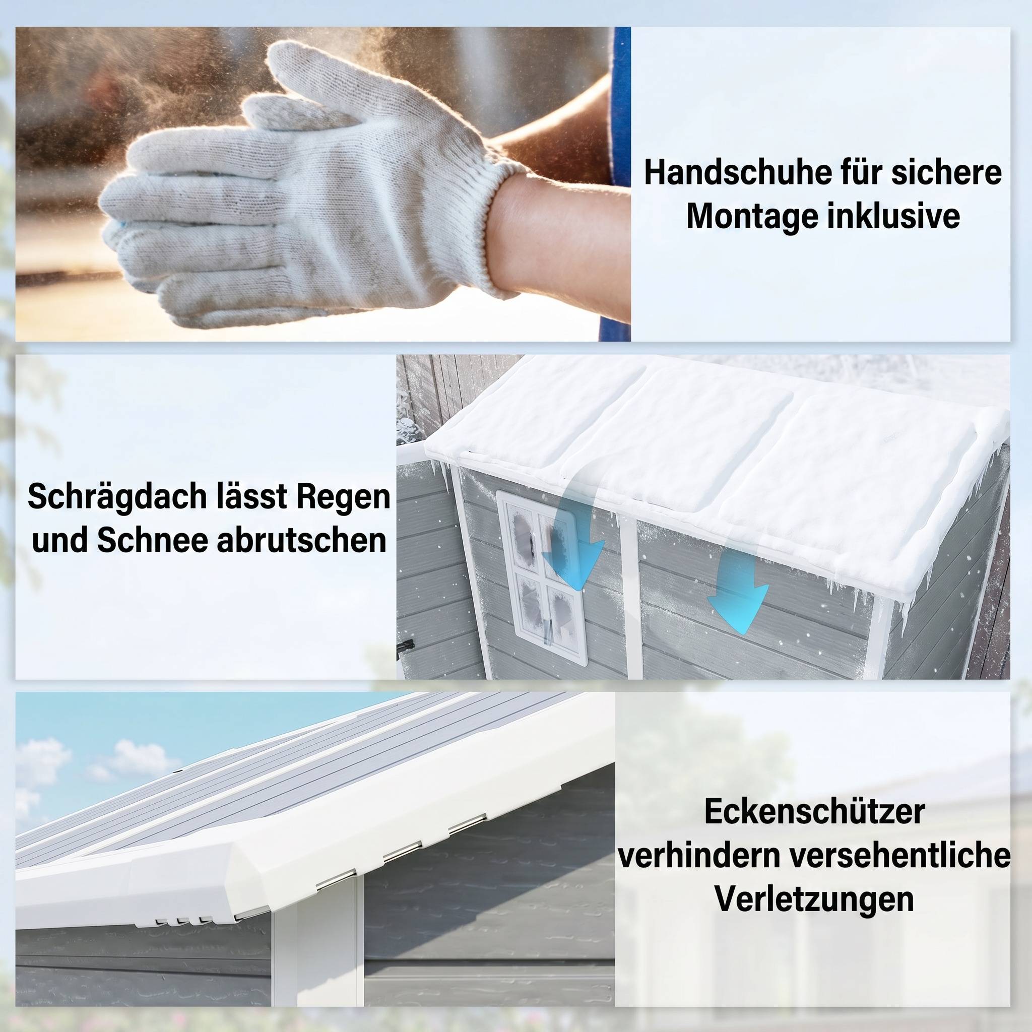 ComfortXL - Abri de jardin en résine polypropylène gris 131 x 186 x 198 cm avec plancher fenêtre porte verrouillable extérieur - Image 9