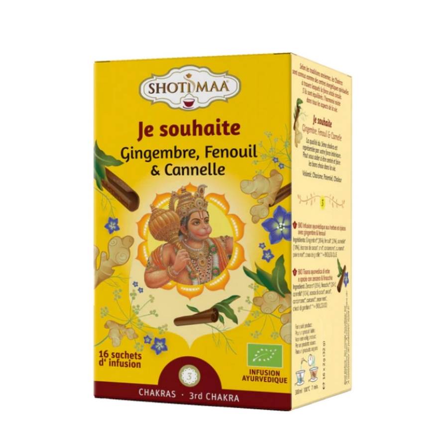 Tisane & Thé Bio Je Souhaite Gamme Chakra - Gingembre stimulant, fenouil doux et cannelle réconfortante - après repas - Image 1