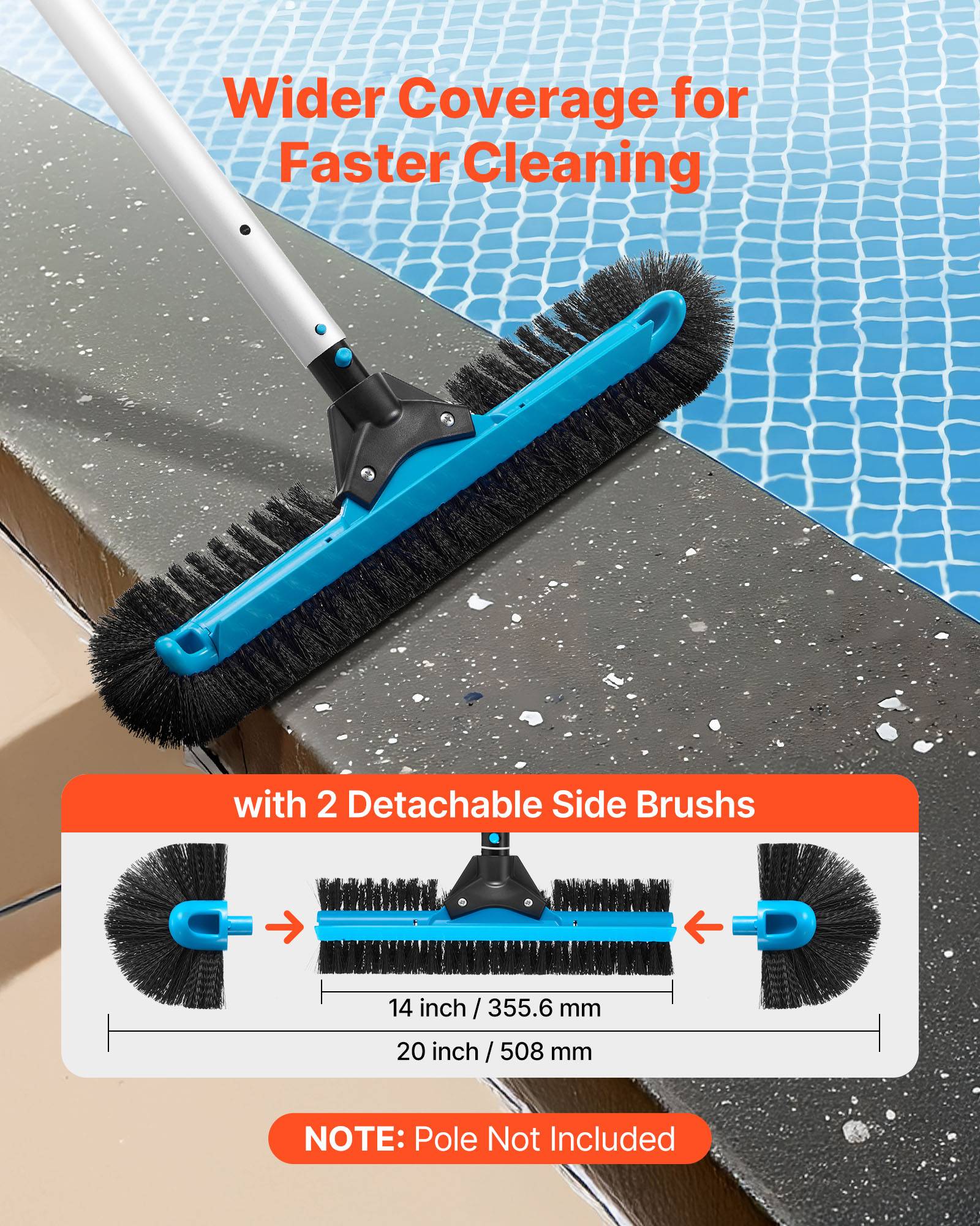 Vevor - VEVOR Tête de brosse à récurer pour piscine incurvée 500 mm poteau non inclus - Image 3