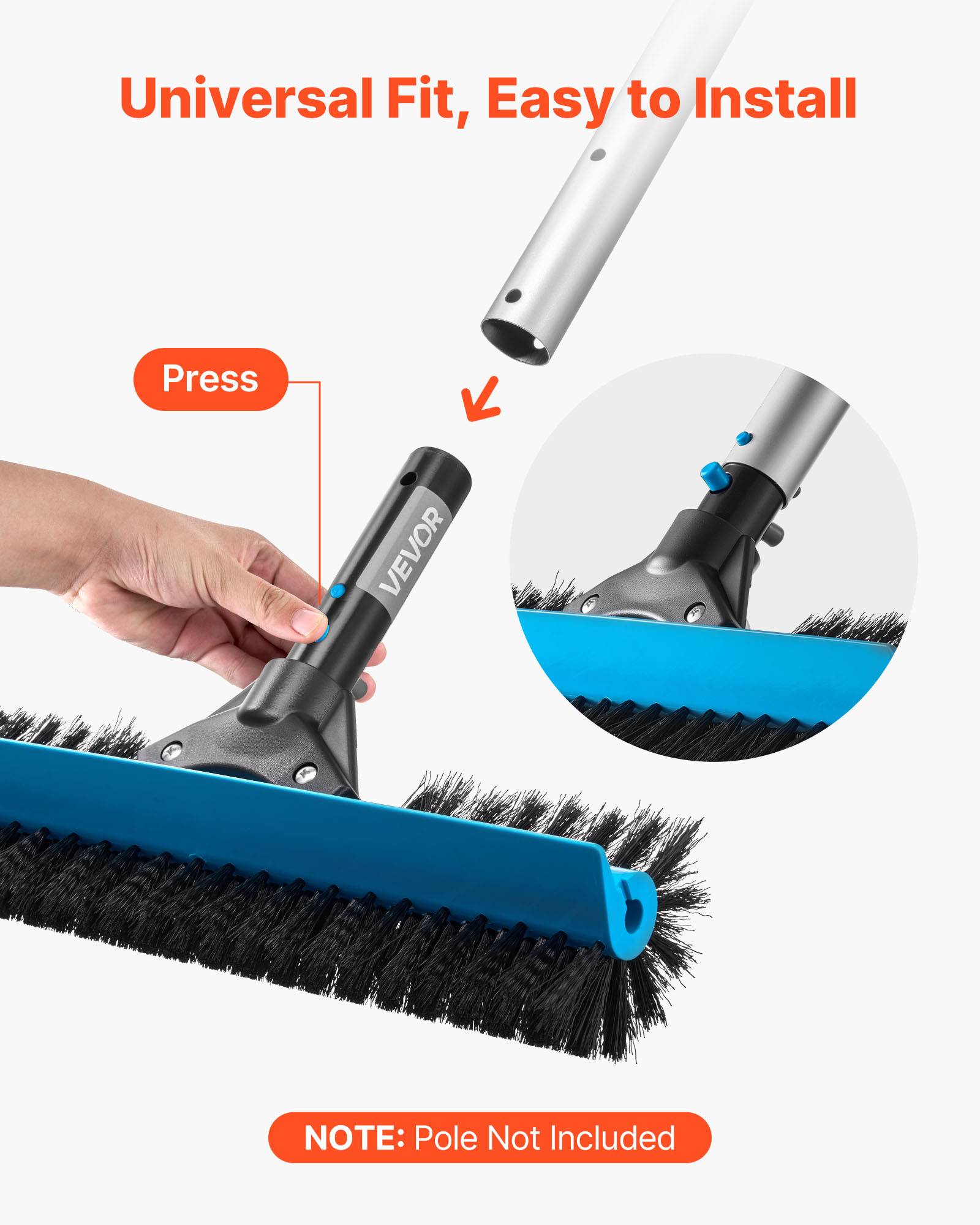 Vevor - VEVOR Tête de brosse à récurer pour piscine incurvée 500 mm poteau non inclus - Image 5