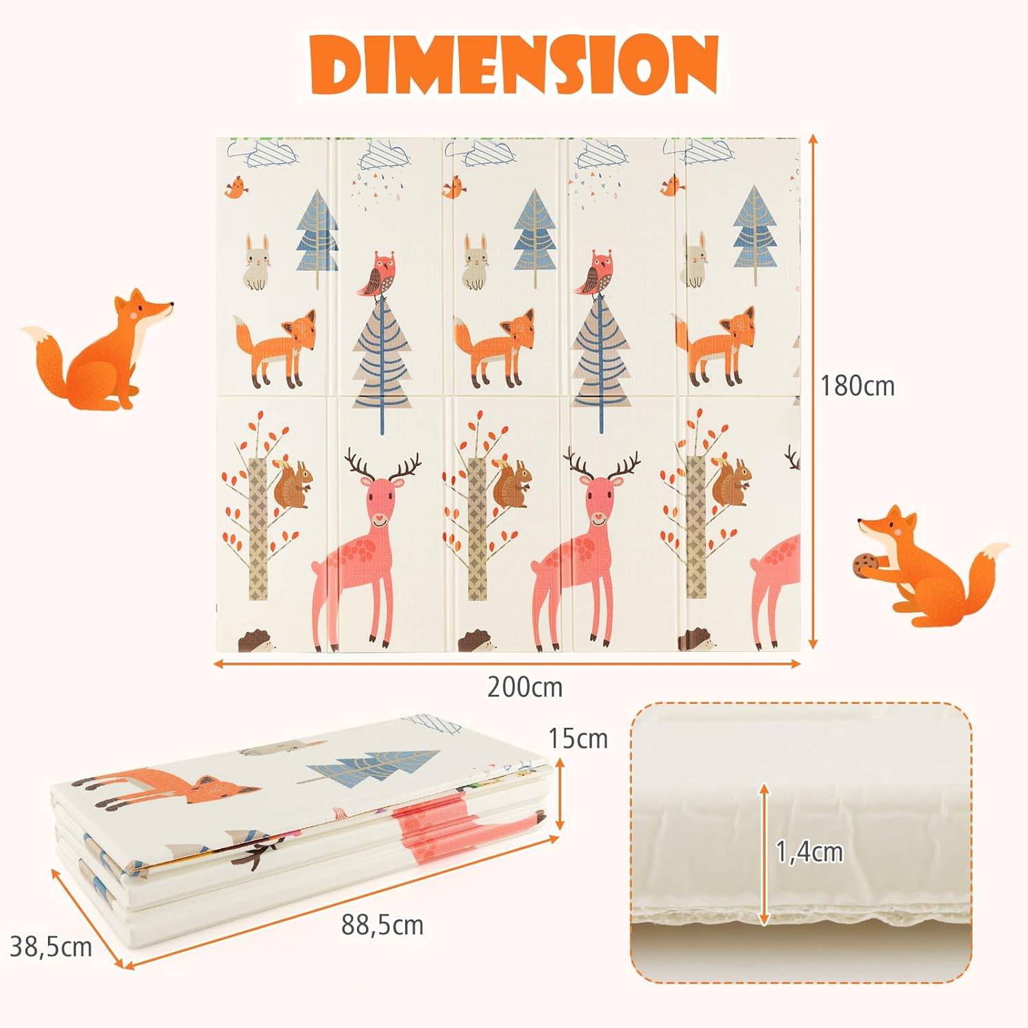 Tapis de Jeu Bébé Pliable 200x180x1,4 cm, Tapis de Sol XXL en XPE Imperméable et Réversible - Image 4