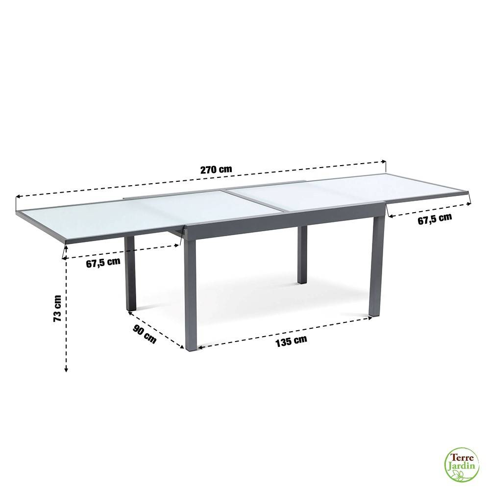 Table de jardin extensible en verre trempé - Image 2