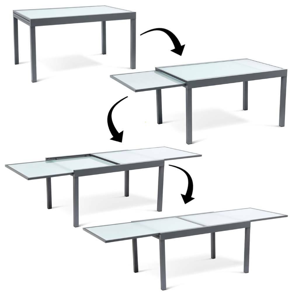 Table de jardin extensible en verre trempé - Image 6