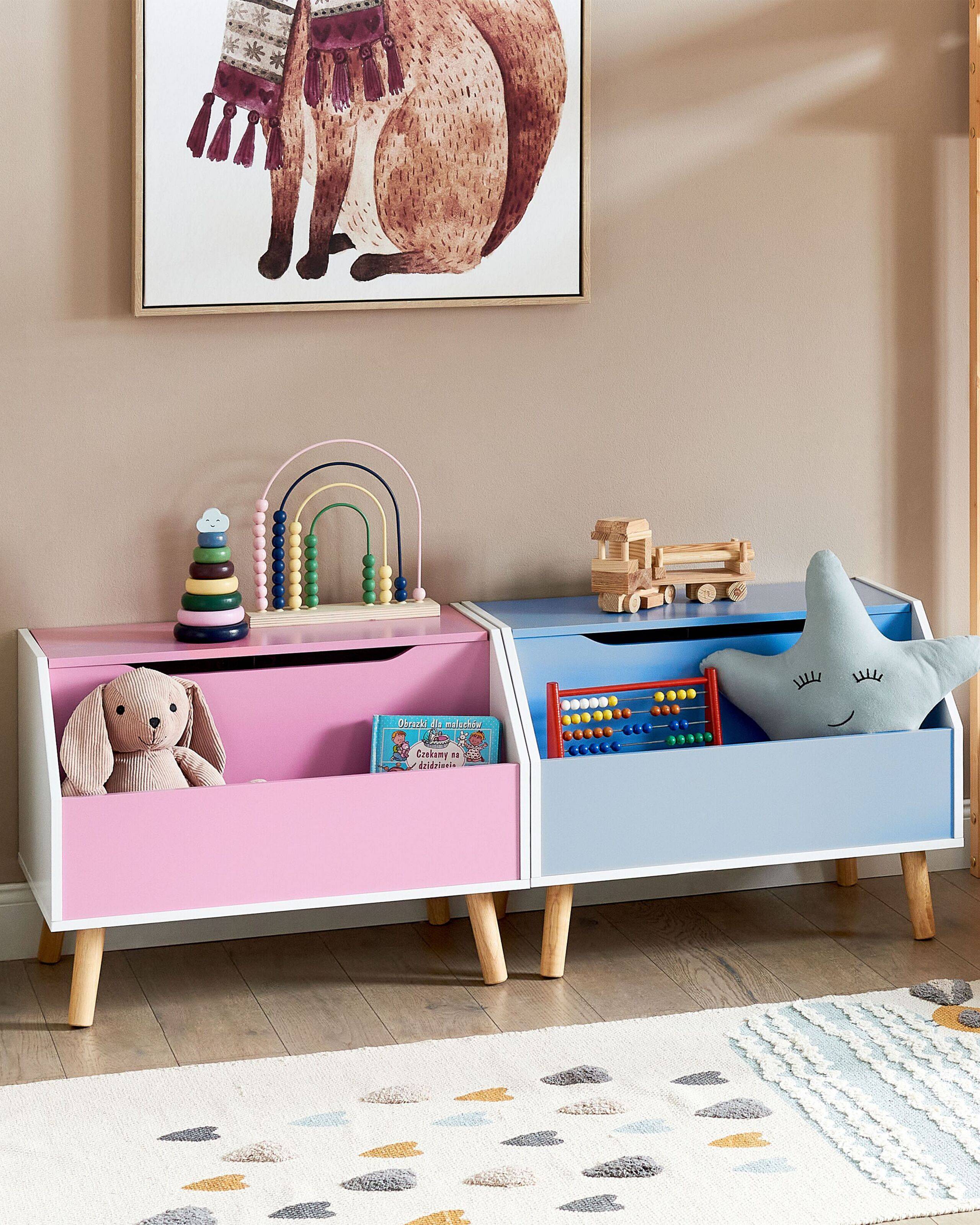 Armoire de rangement Bleu en MDF Couvercle et Étagère pour Chambre d'Enfant Style Moderne - Image 2