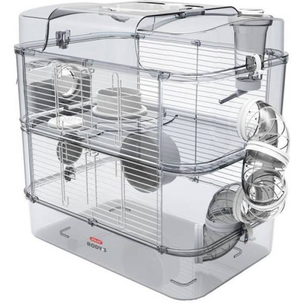 ZOLUX Cage sur 2 étages pour hamsters, souris et gerbilles - Rody3 duo - L 41 x p 27 x h 40,5 cm - Blanc - Image 1