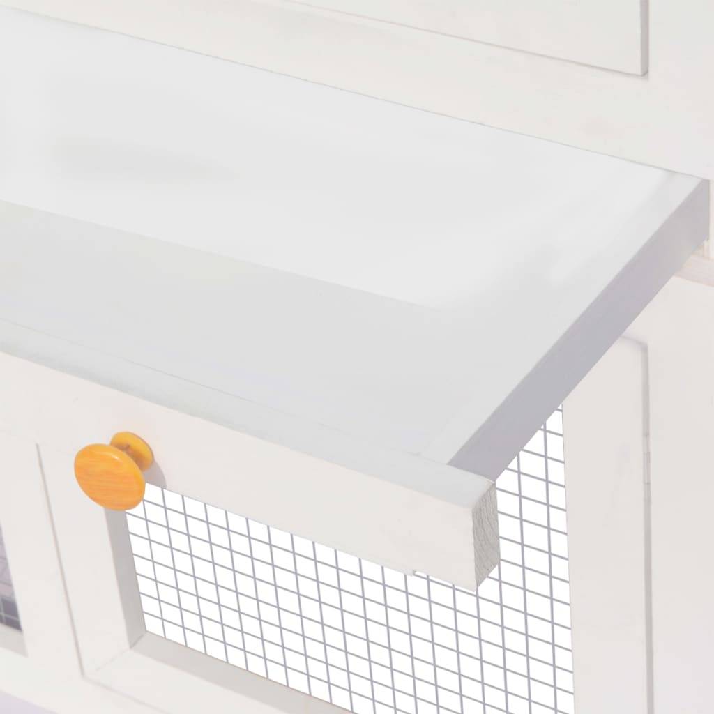 Clapier double étage en bois pour lapins avec enclos sécurisé Blanc et Vert – ComfortXL Outdoor Living - Image 7
