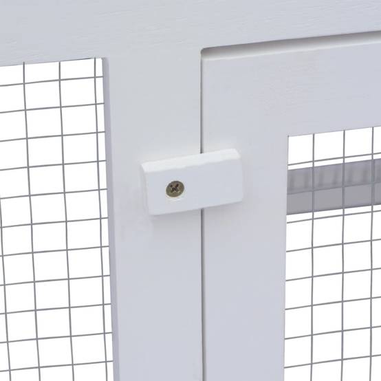 Clapier double étage en bois pour lapins avec enclos sécurisé Blanc et Vert – ComfortXL Outdoor Living - Image 6