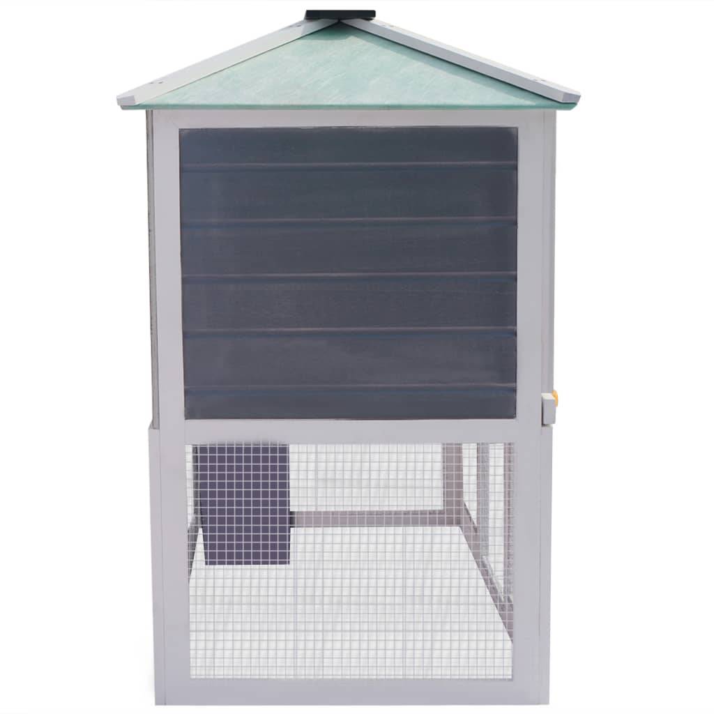 Clapier double étage en bois pour lapins avec enclos sécurisé Blanc et Vert – ComfortXL Outdoor Living - Image 4