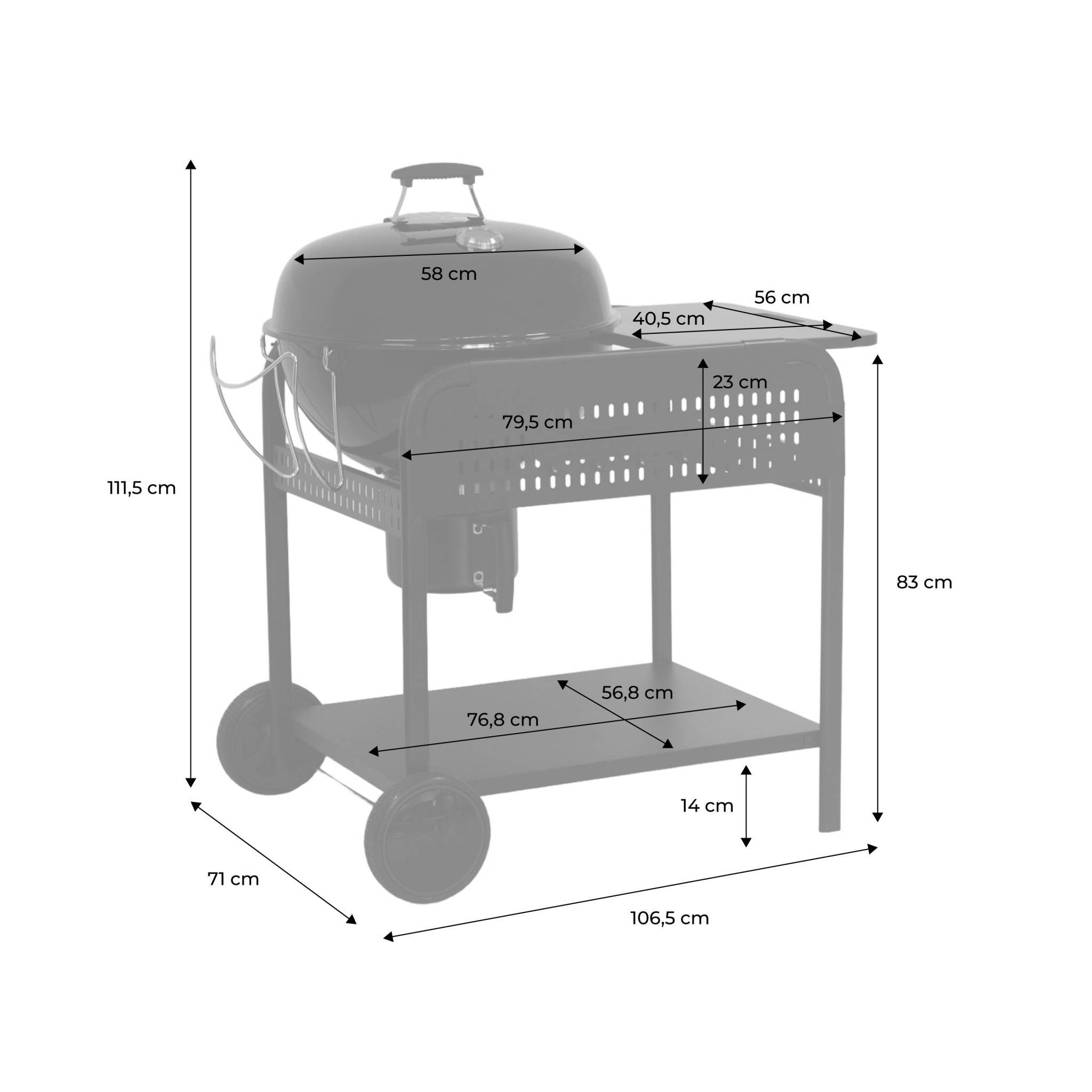sweeek - Barbecue rond charbon de bois acier émaillé Ø53cm. grill noir avec chariot - Maurice | sweeek - Image 4