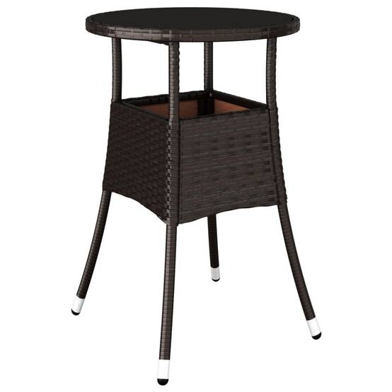 Petite Table d'Appoint Ronde Marron Ø60 cm en Résine Tressée et Verre Trempé pour Extérieur – ComfortXL Outdoor Living - Image 2