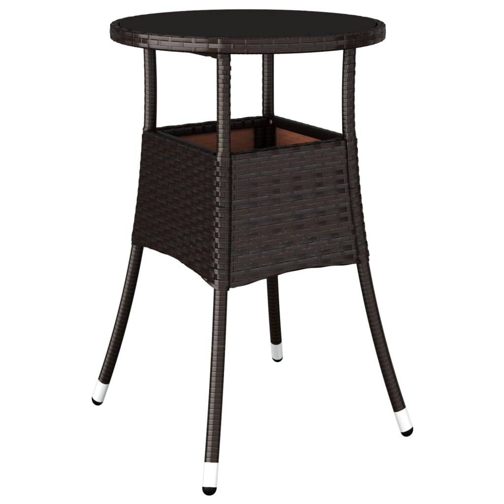 Petite Table d'Appoint Ronde Marron Ø60 cm en Résine Tressée et Verre Trempé pour Extérieur – ComfortXL Outdoor Living - Image 2