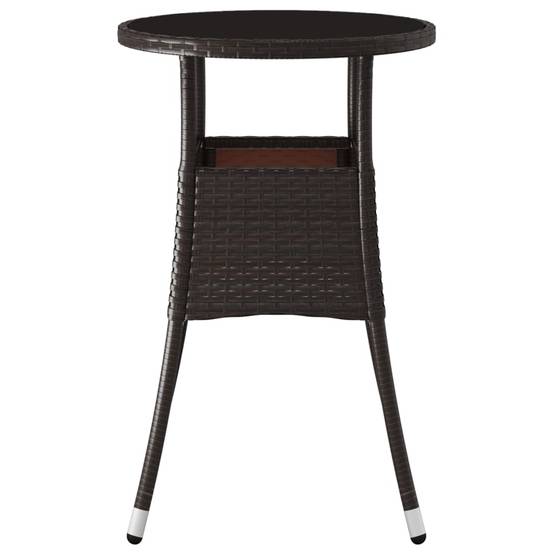 Petite Table d'Appoint Ronde Marron Ø60 cm en Résine Tressée et Verre Trempé pour Extérieur – ComfortXL Outdoor Living - Image 3
