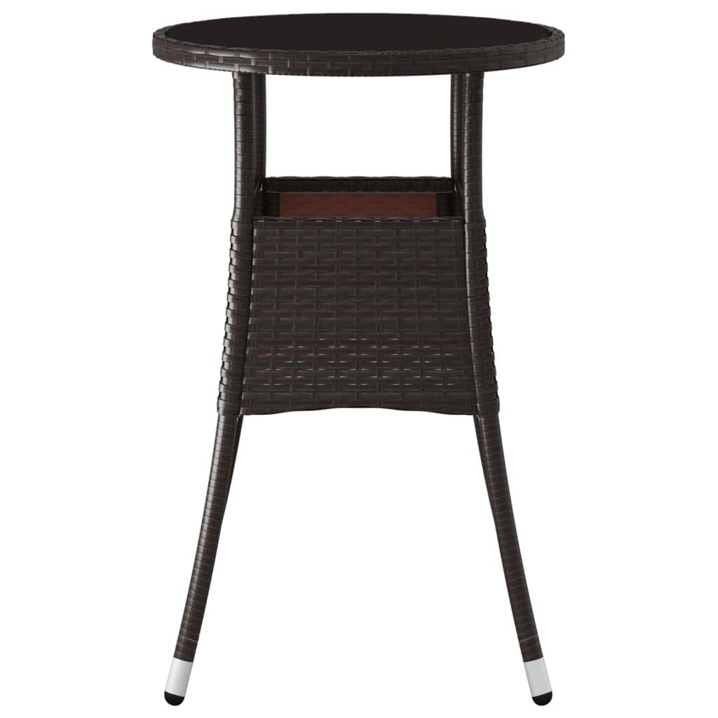 Petite Table d'Appoint Ronde Marron Ø60 cm en Résine Tressée et Verre Trempé pour Extérieur – ComfortXL Outdoor Living - Image 3