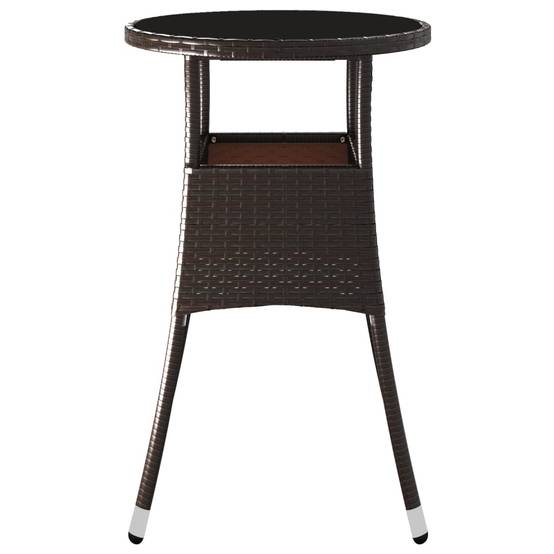 Petite Table d'Appoint Ronde Marron Ø60 cm en Résine Tressée et Verre Trempé pour Extérieur – ComfortXL Outdoor Living - Image 4