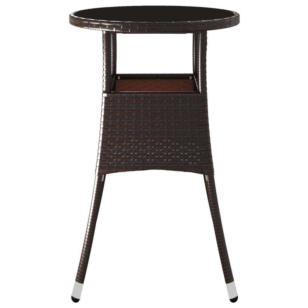 Petite Table d'Appoint Ronde Marron Ø60 cm en Résine Tressée et Verre Trempé pour Extérieur – ComfortXL Outdoor Living - Image 4