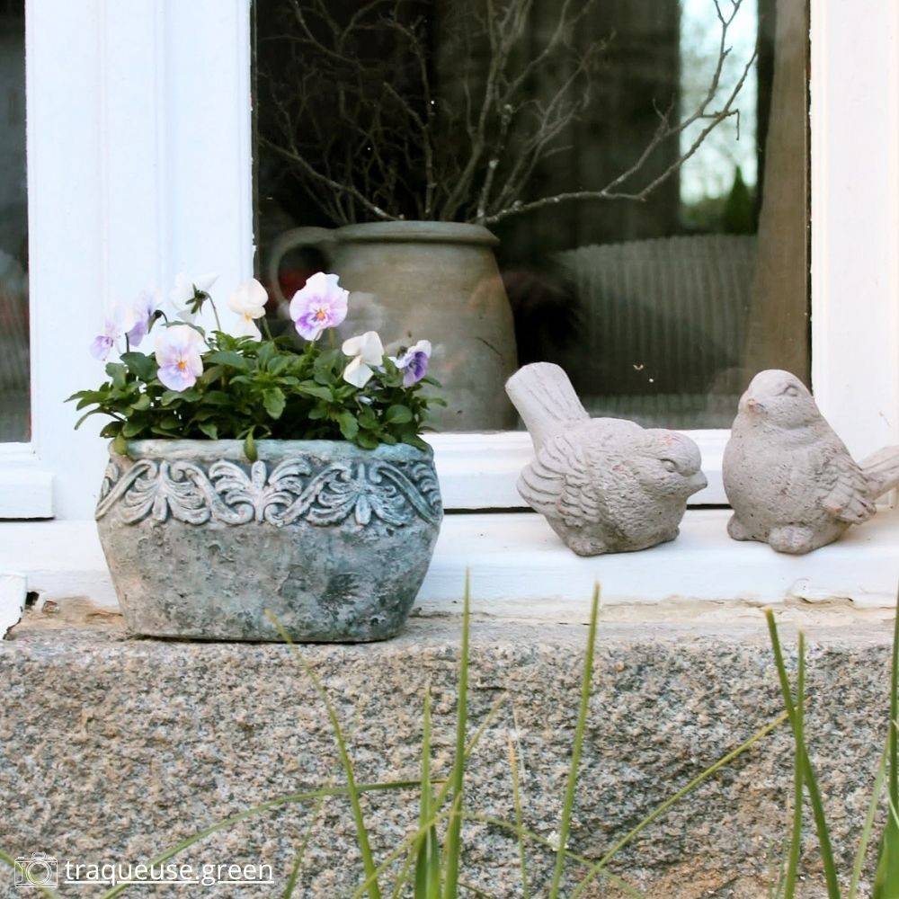 Statue statuette sculpture pierre oiseau déco jardin béton gris 14cm Chemin de campagne - Image 4
