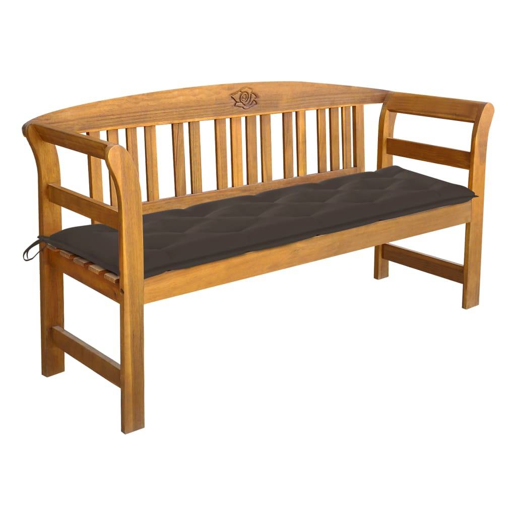 Helloshop26 - Banc de jardin meuble de patio d'extérieur terrasse avec coussin 157 cm bois d'acacia massif - Image 1