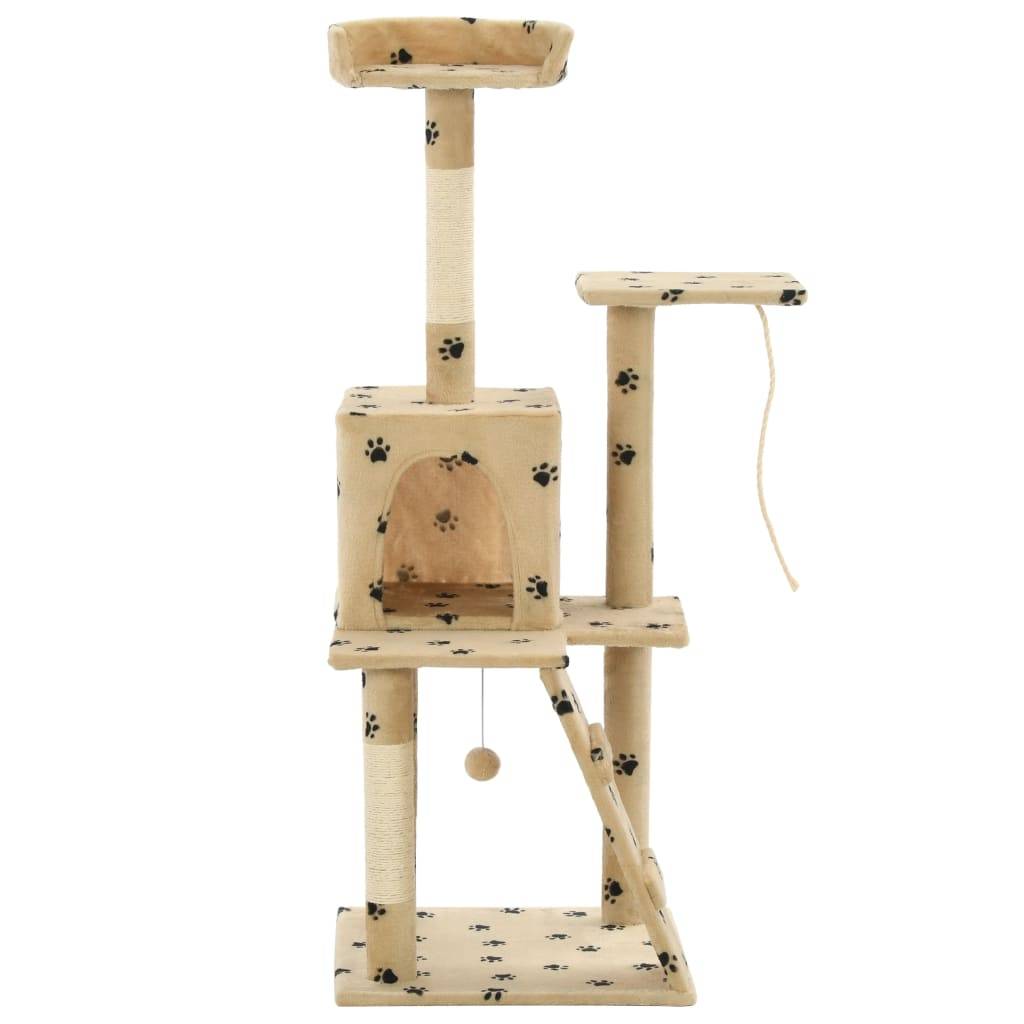 Vidaxl - Arbre à chat avec griffoirs en sisal 120 cm Beige Motif pattes vidaXL 170593 - Image 2