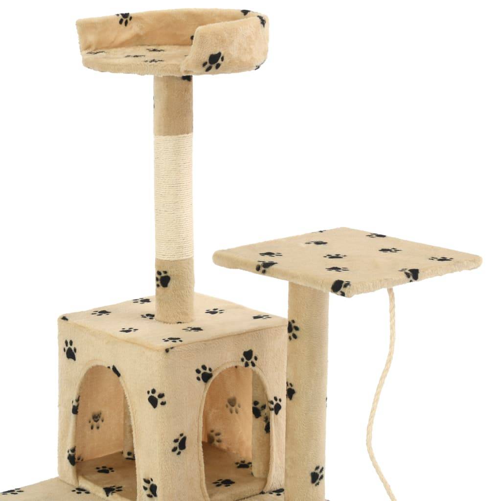 Vidaxl - Arbre à chat avec griffoirs en sisal 120 cm Beige Motif pattes vidaXL 170593 - Image 4