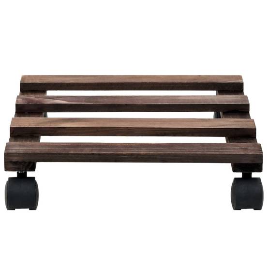 Lot de 4 Supports à Plantes Roulants en Bois de Cèdre Plateau Carré avec Roulettes 25 cm – ComfortXL Outdoor Living - Image 3