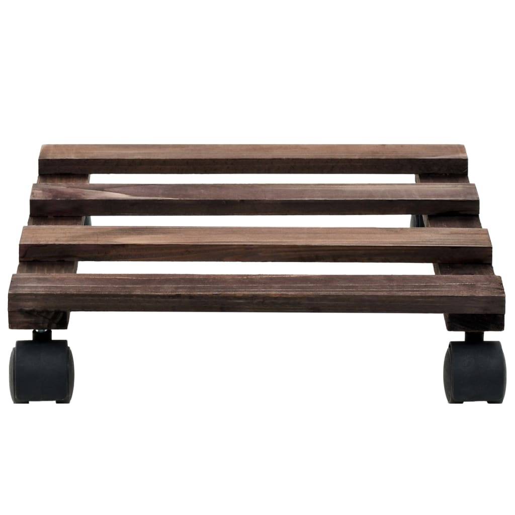 Lot de 4 Supports à Plantes Roulants en Bois de Cèdre Plateau Carré avec Roulettes 25 cm – ComfortXL Outdoor Living - Image 3