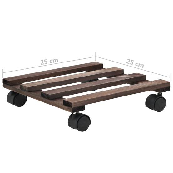 Lot de 4 Supports à Plantes Roulants en Bois de Cèdre Plateau Carré avec Roulettes 25 cm – ComfortXL Outdoor Living - Image 6