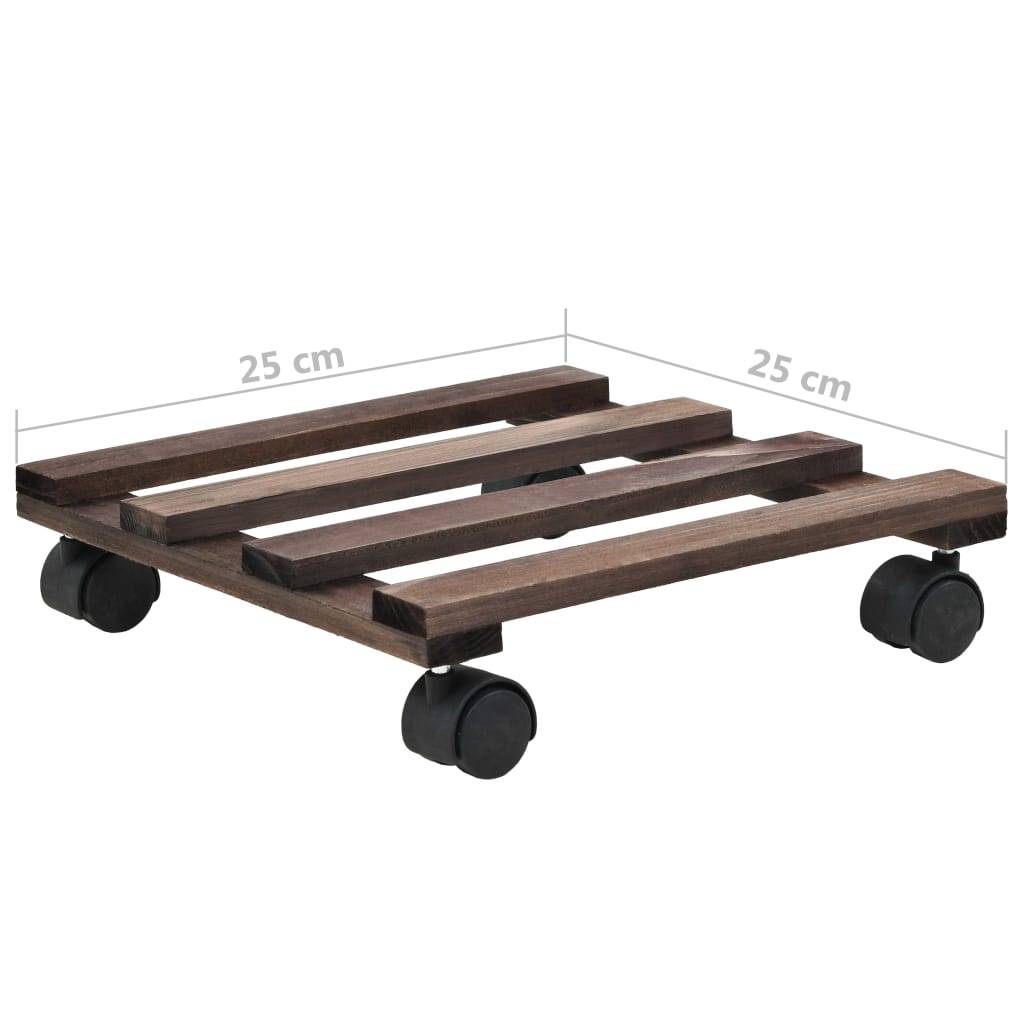 Lot de 4 Supports à Plantes Roulants en Bois de Cèdre Plateau Carré avec Roulettes 25 cm – ComfortXL Outdoor Living - Image 6