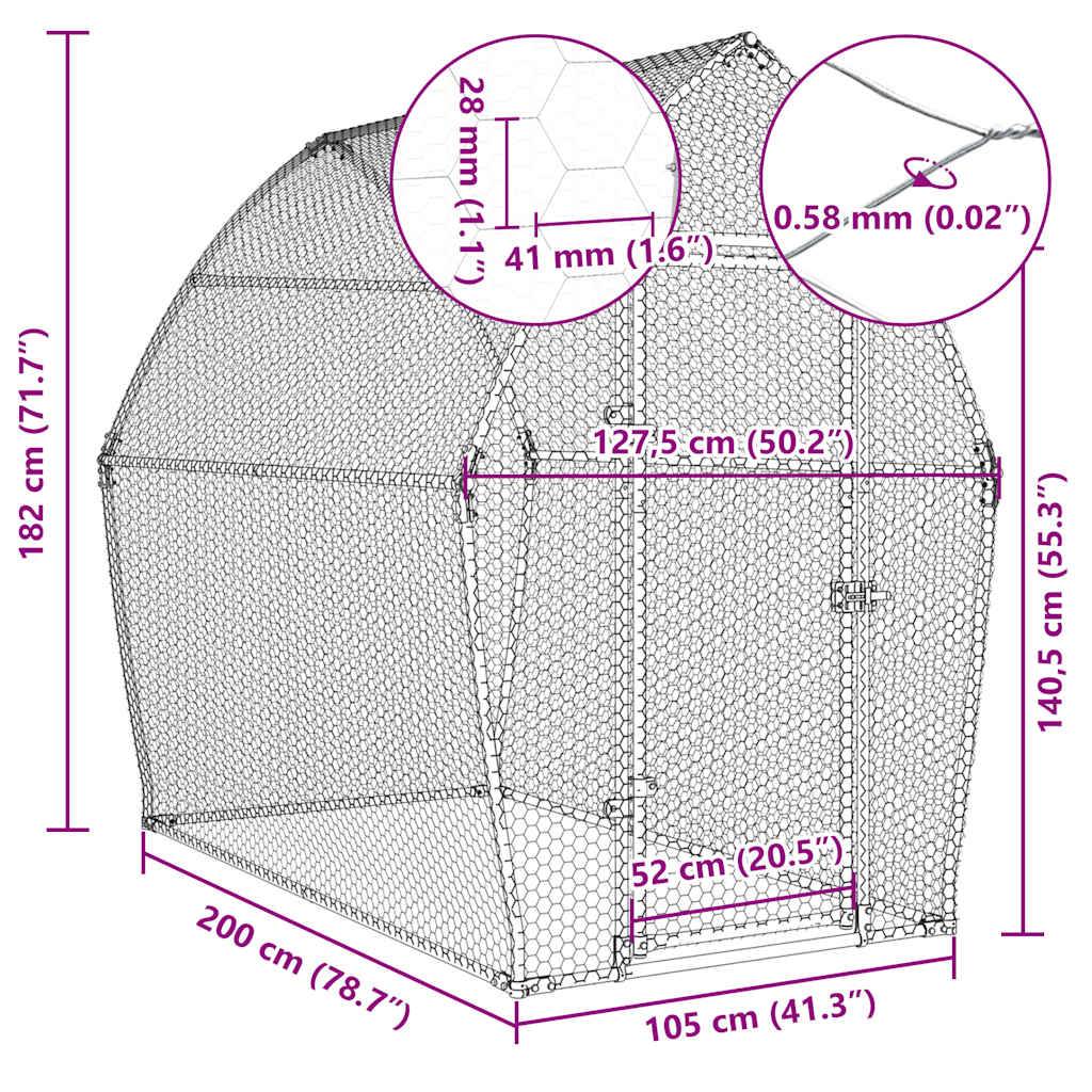 Poulailler extérieur acier galvanisé enclos sécurisé pour jardin 200x105x182 cm – ComfortXL Outdoor Living - Image 10