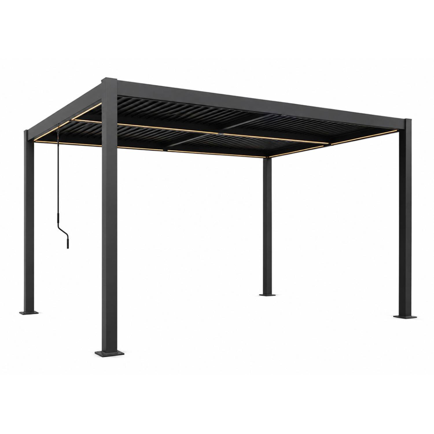 Pergola bioclimatique à LED 4x3m structure aluminium lames orientables CORFU - Image 1