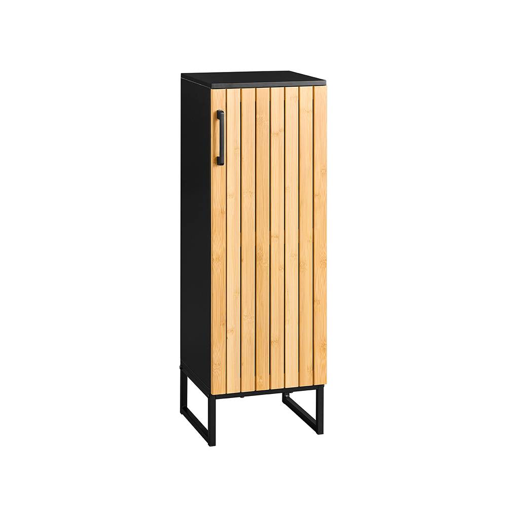 SoBuy Meuble de Rangement Étroit avec Portes en Bambou, Armoire WC Moderne pour Salle de Bains - Image 1