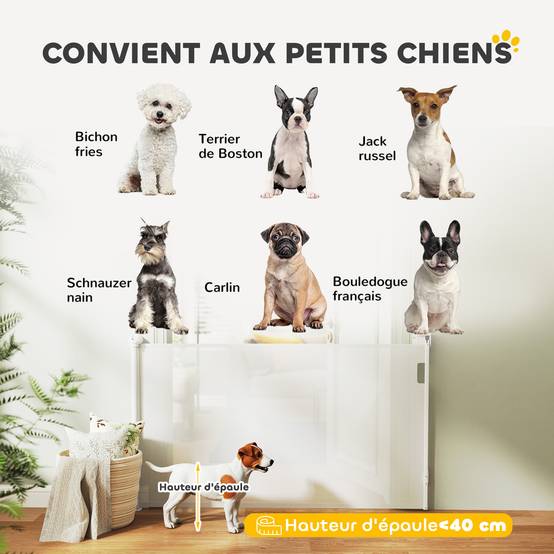 Barrière rétractable chien plastique porte couloir verrouillage auto 149cm blanc - ComfortXL Outdoor Living - Image 10