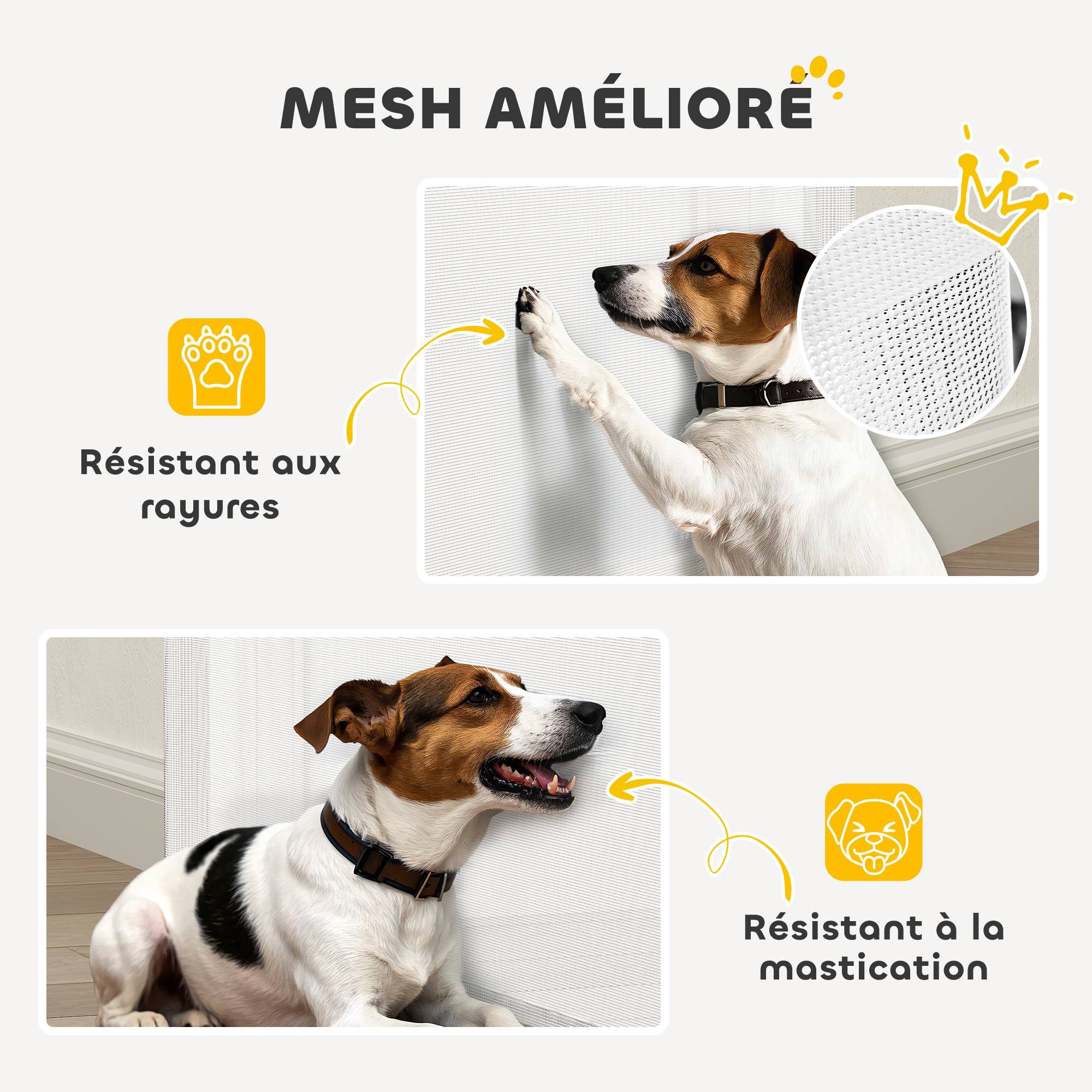 Barrière rétractable chien plastique porte couloir verrouillage auto 149cm blanc - ComfortXL Outdoor Living - Image 9