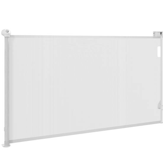 Barrière rétractable chien plastique porte couloir verrouillage auto 149cm blanc - ComfortXL Outdoor Living - Image 2