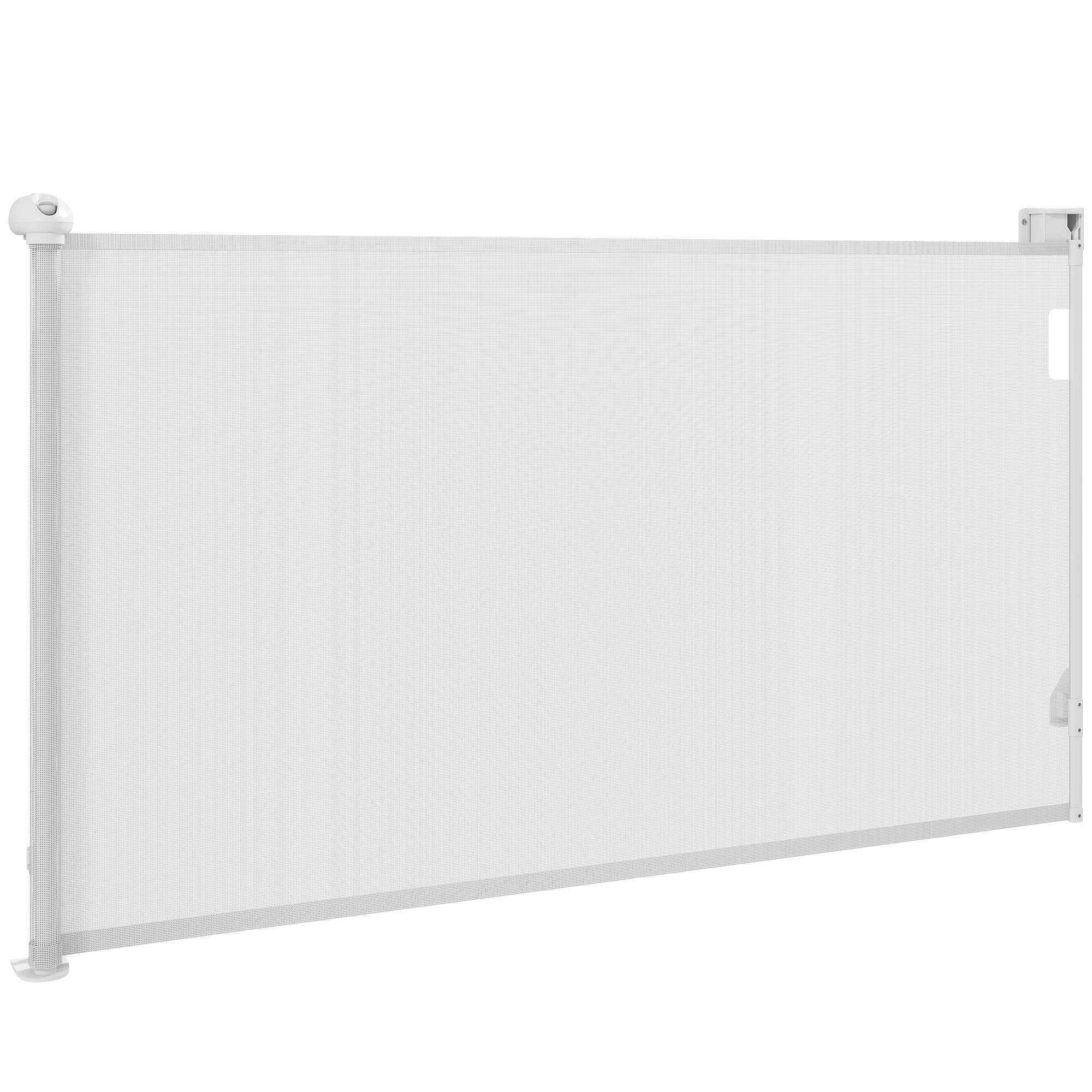 Barrière rétractable chien plastique porte couloir verrouillage auto 149cm blanc - ComfortXL Outdoor Living - Image 2