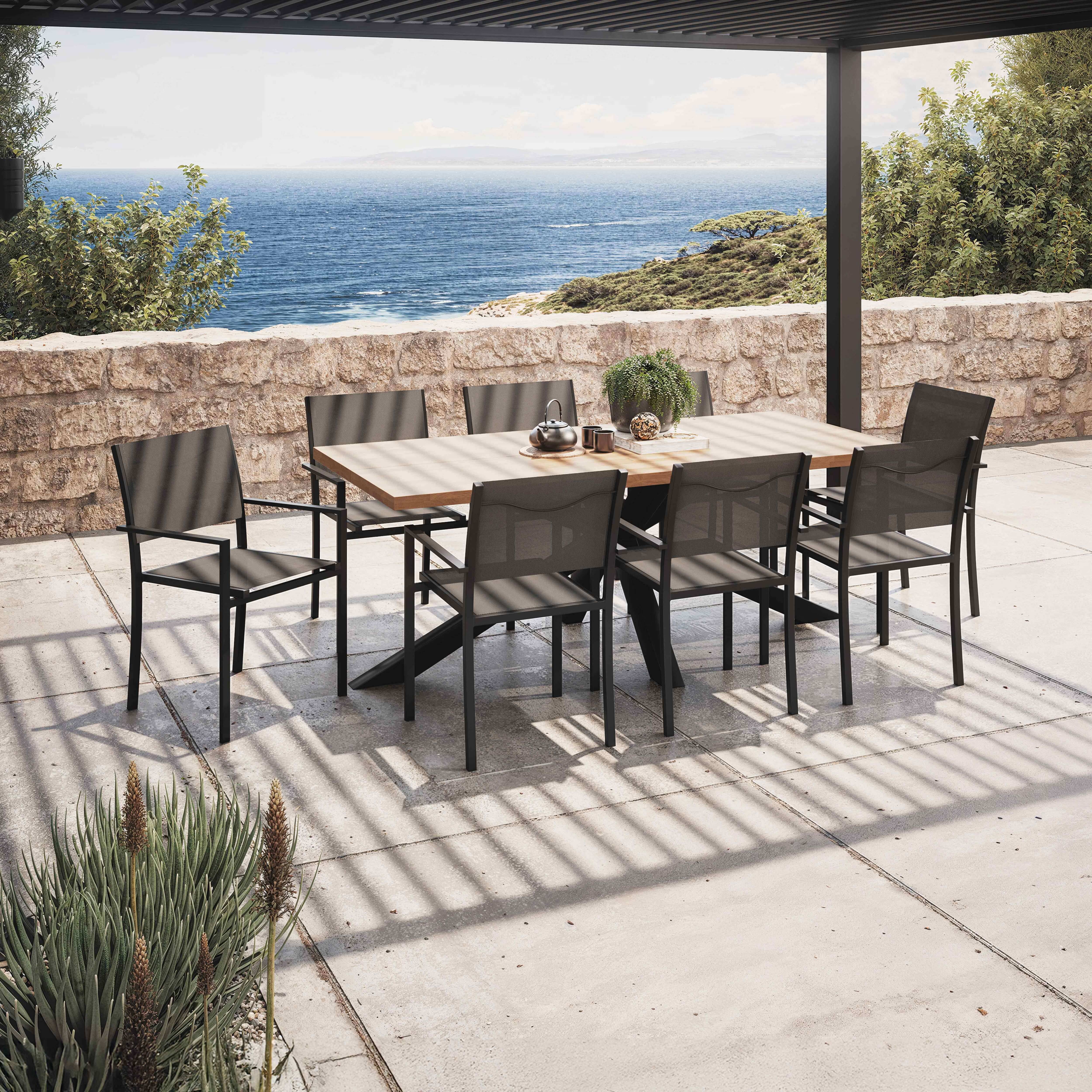 Oviala - Table de jardin et 8 chaises en aluminium et acacia Stella - Oviala - Image 2