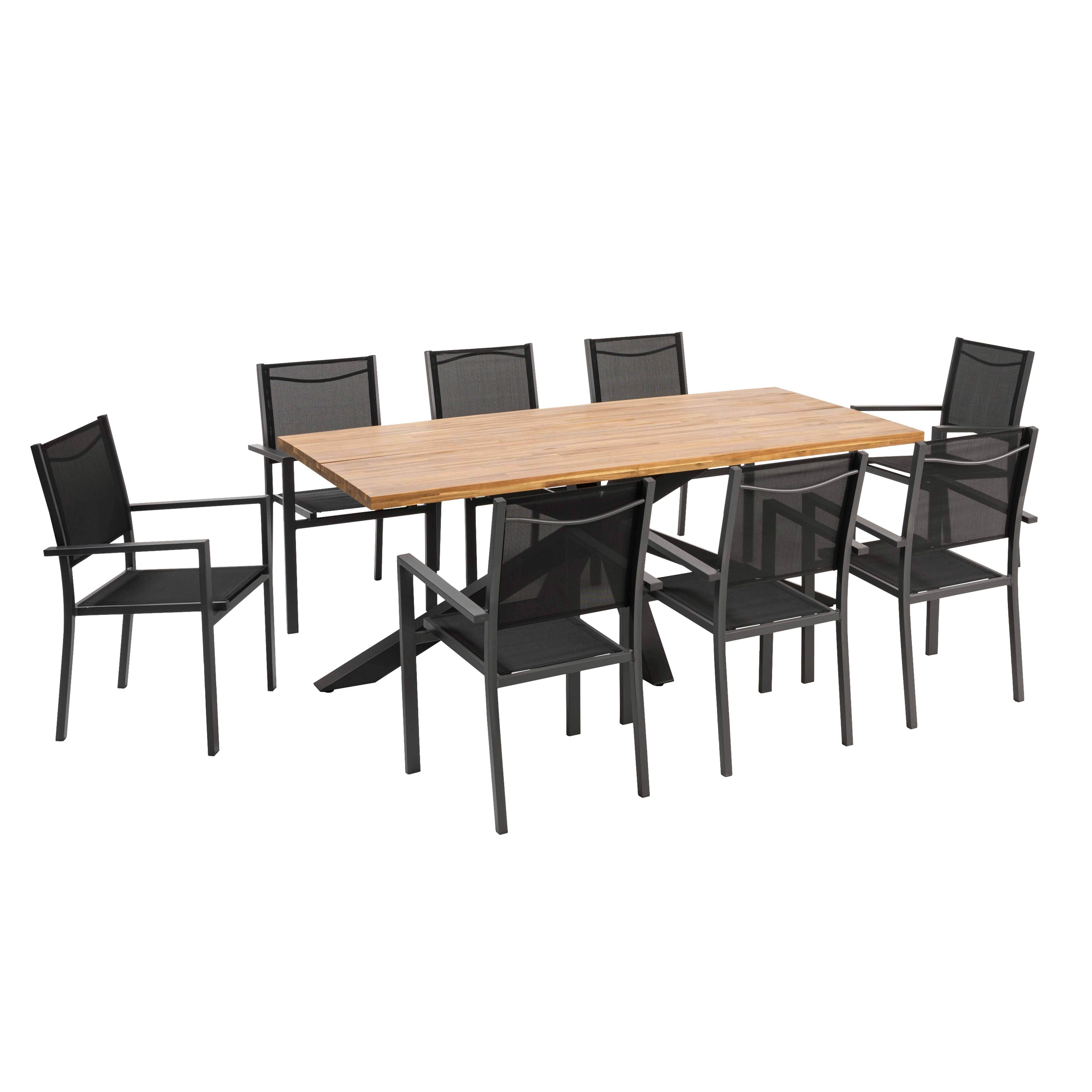 Oviala - Table de jardin et 8 chaises en aluminium et acacia Stella - Oviala - Image 1