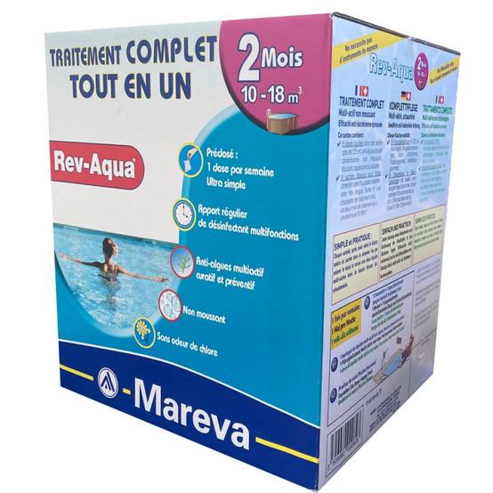 Traitement complet Mareva Rev-Aqua 2 mois - piscine 10-18 m3 (Revaqua) Lot de 4 - Image 1