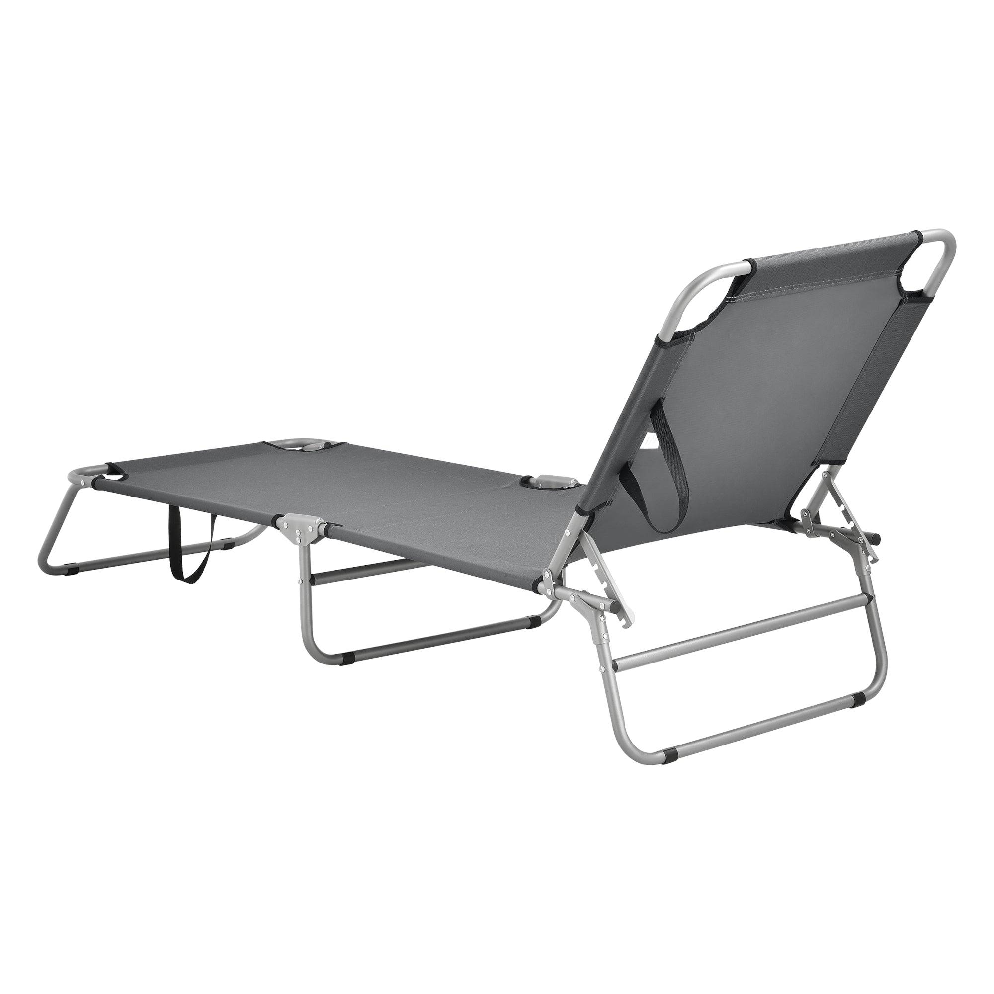 Helloshop26 - Transat bain de soleil inclinable acier polyester argenté mat gris foncé - Image 3
