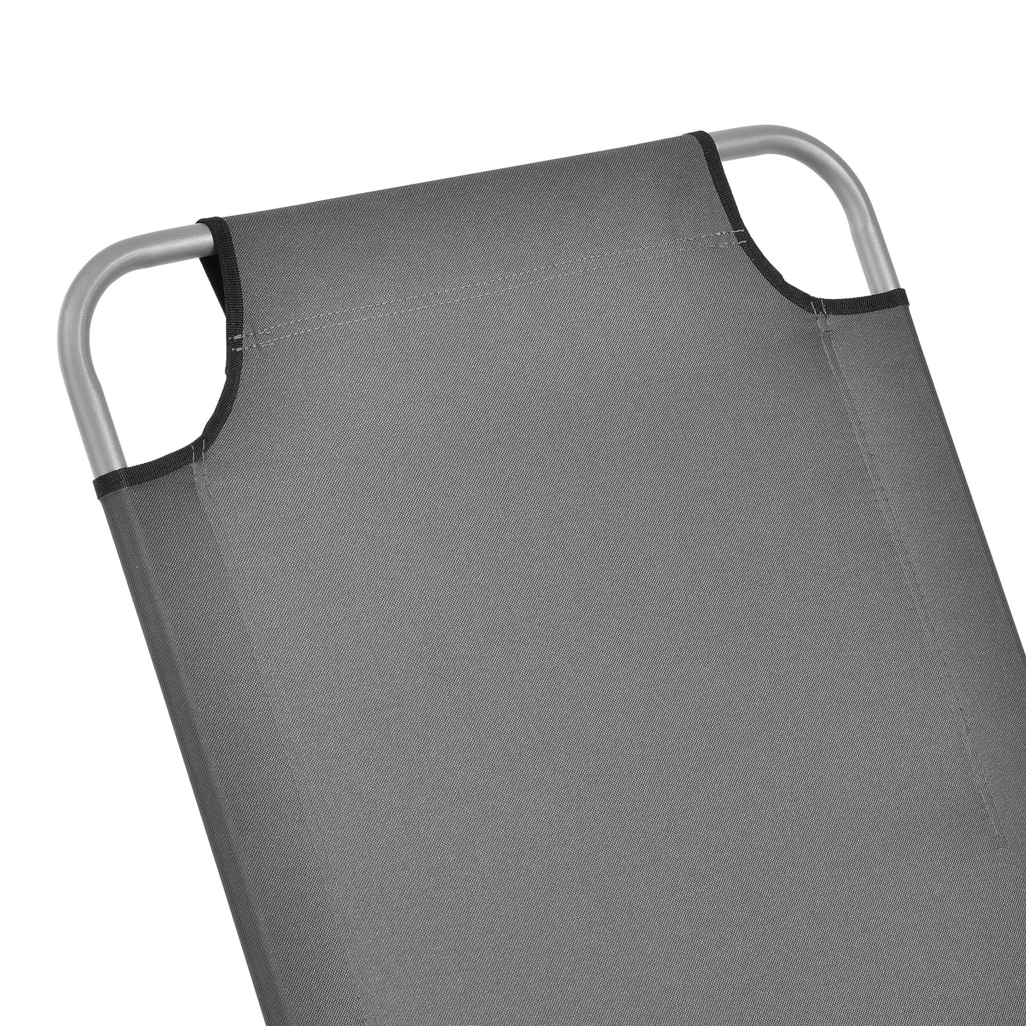 Helloshop26 - Transat bain de soleil inclinable acier polyester argenté mat gris foncé - Image 5