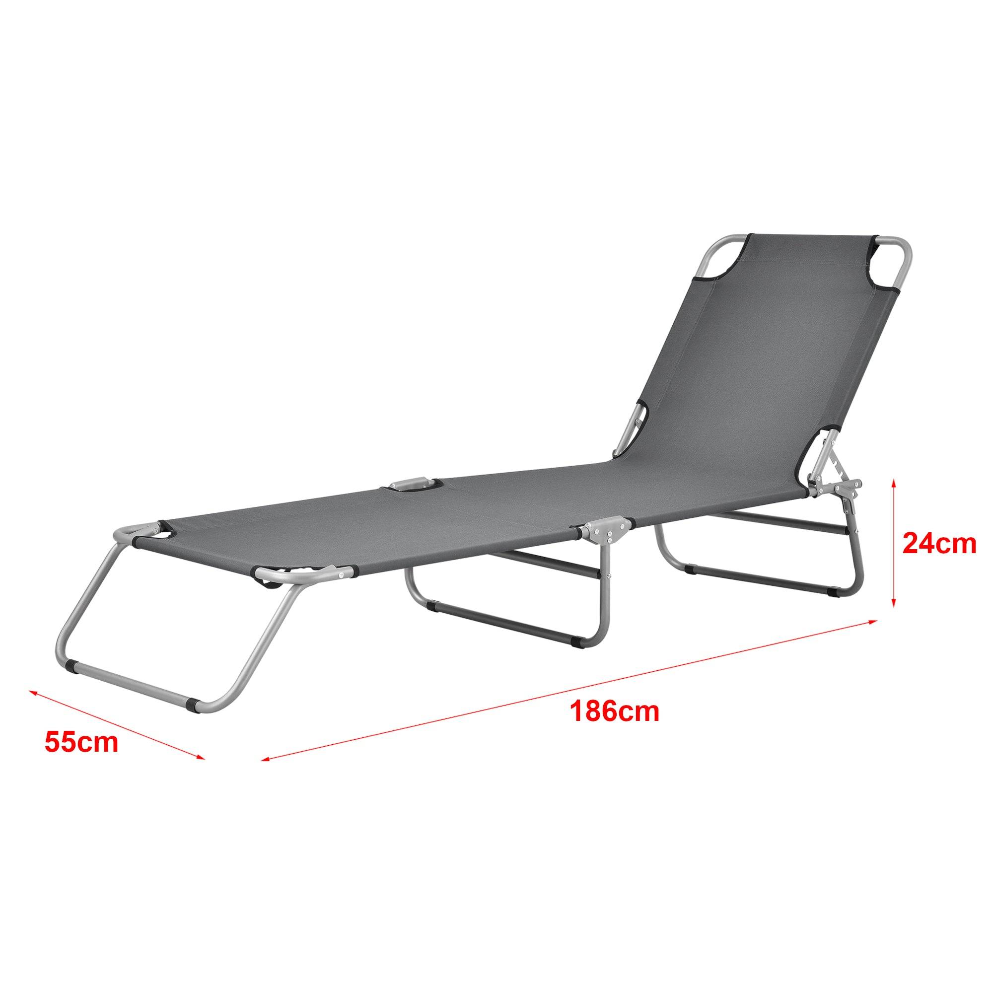 Helloshop26 - Transat bain de soleil inclinable acier polyester argenté mat gris foncé - Image 2
