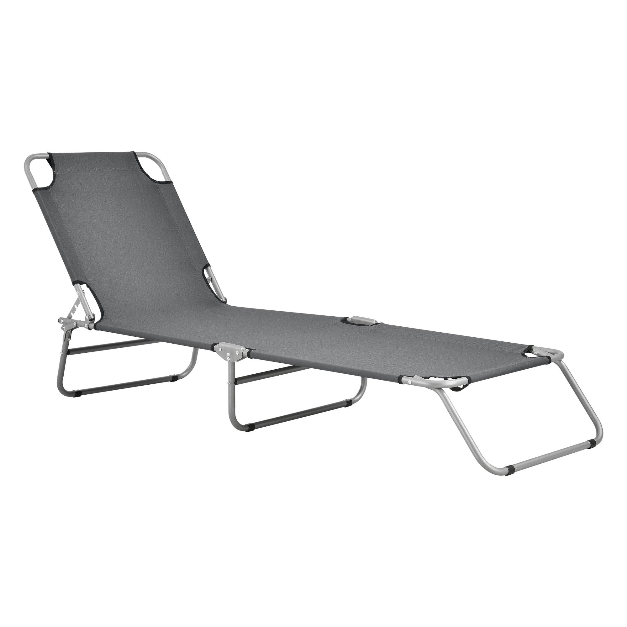 Helloshop26 - Transat bain de soleil inclinable acier polyester argenté mat gris foncé - Image 1