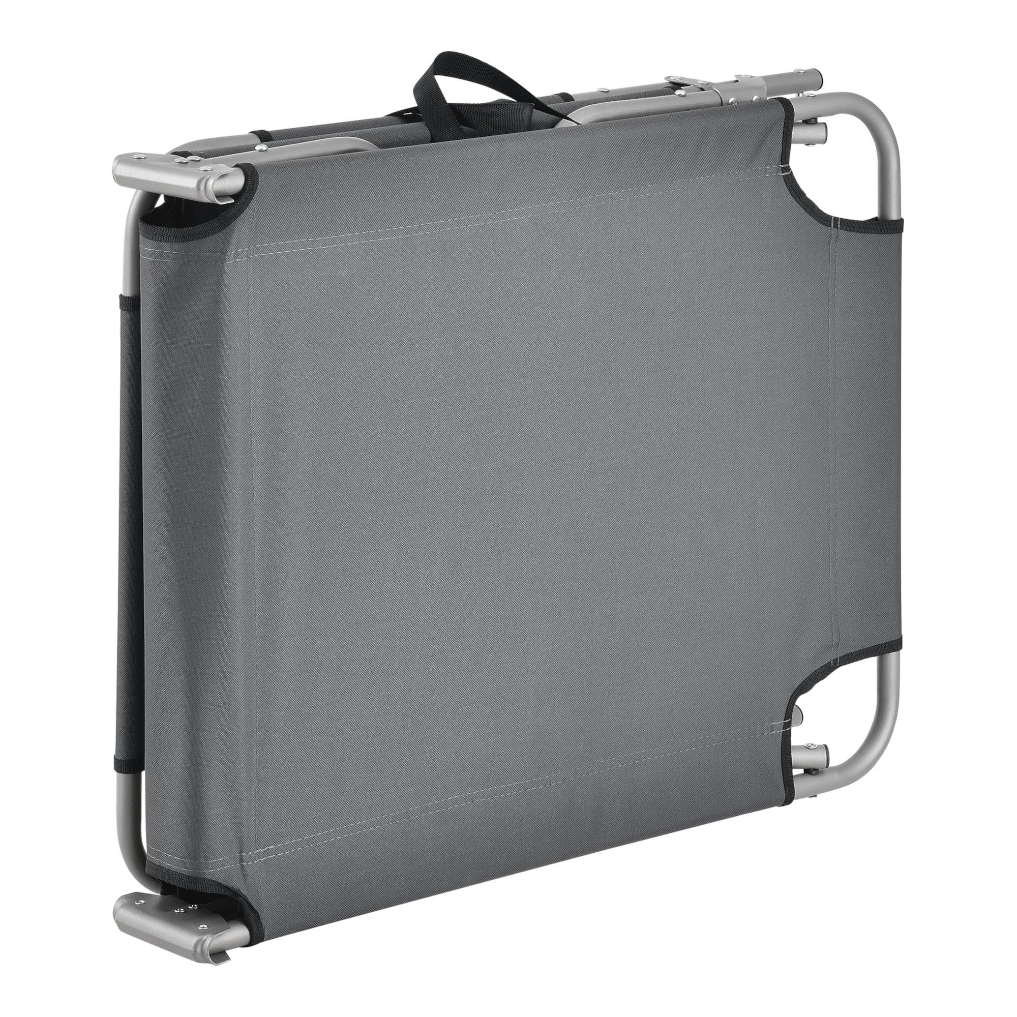Helloshop26 - Transat bain de soleil inclinable acier polyester argenté mat gris foncé - Image 4