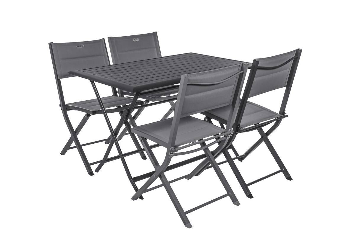 Hesperide - Table de jardin pliante rectangulaire "Azua" graphite 4 places en aluminium traité époxy Hespéride - Image 3