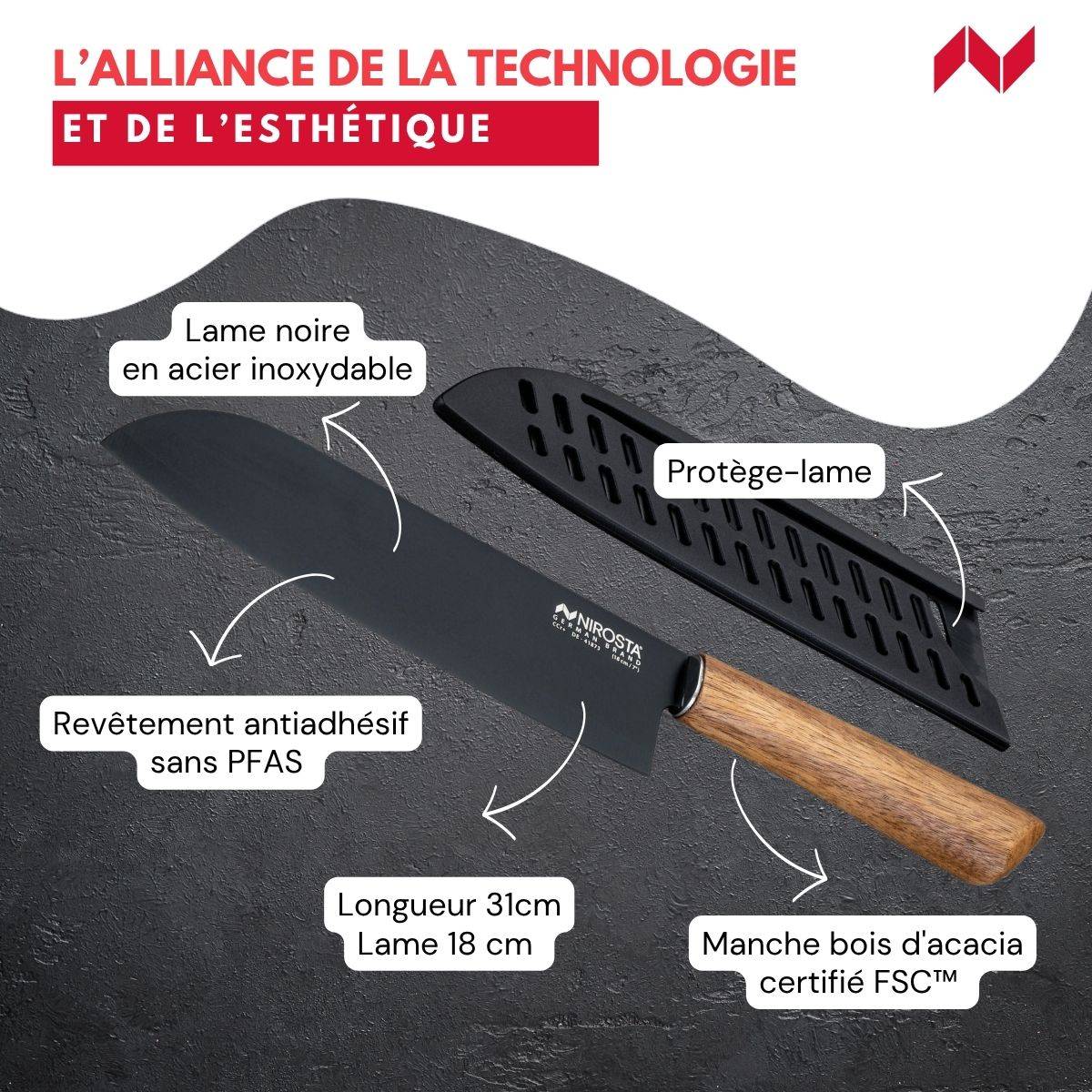 Couteau Santoku 31 cm Nirosta Flow - Image 3