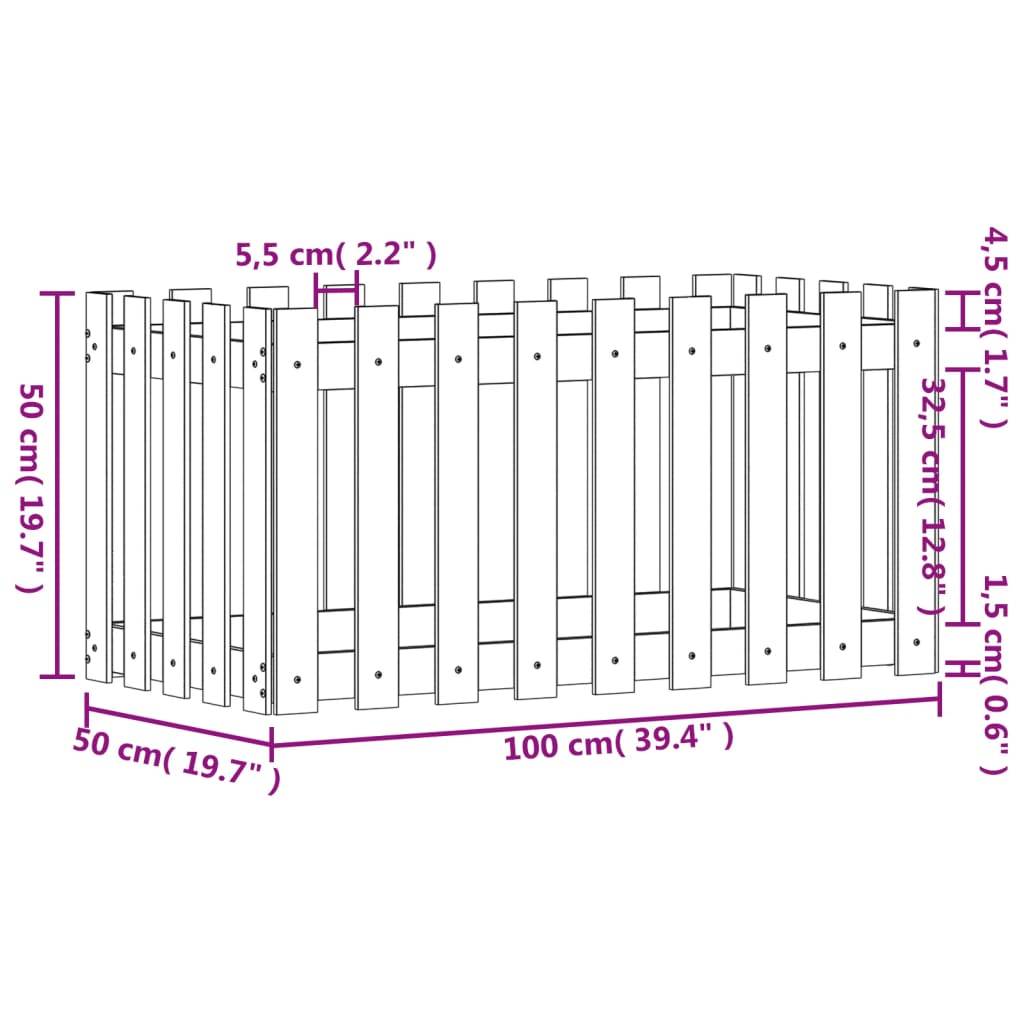 Maison Chic - Jardinière | Lit surélevé de jardin design de clôture 100x50x50cm pin massif - Image 9